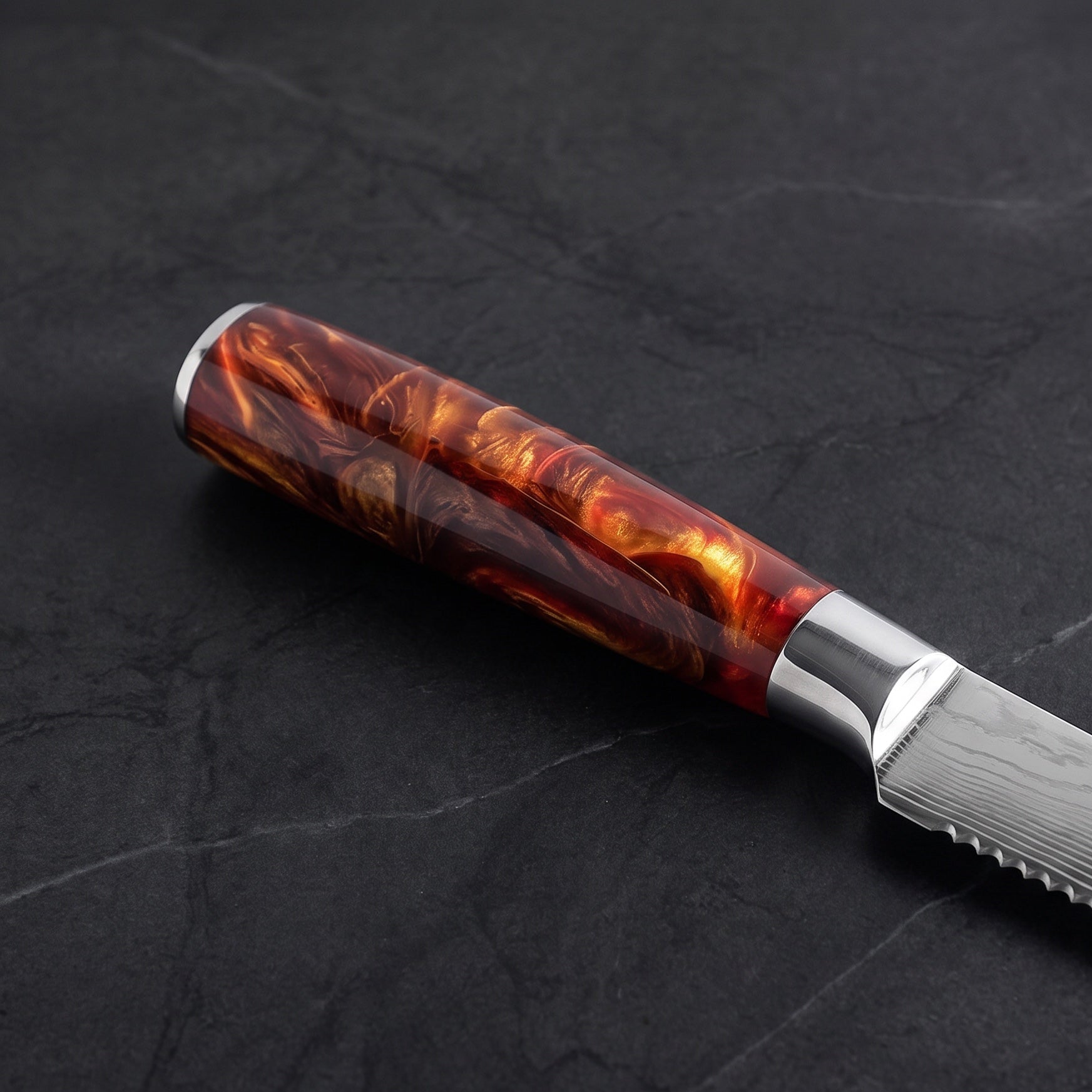Homura 4-Piece Steak Knife Set, Amber Resin