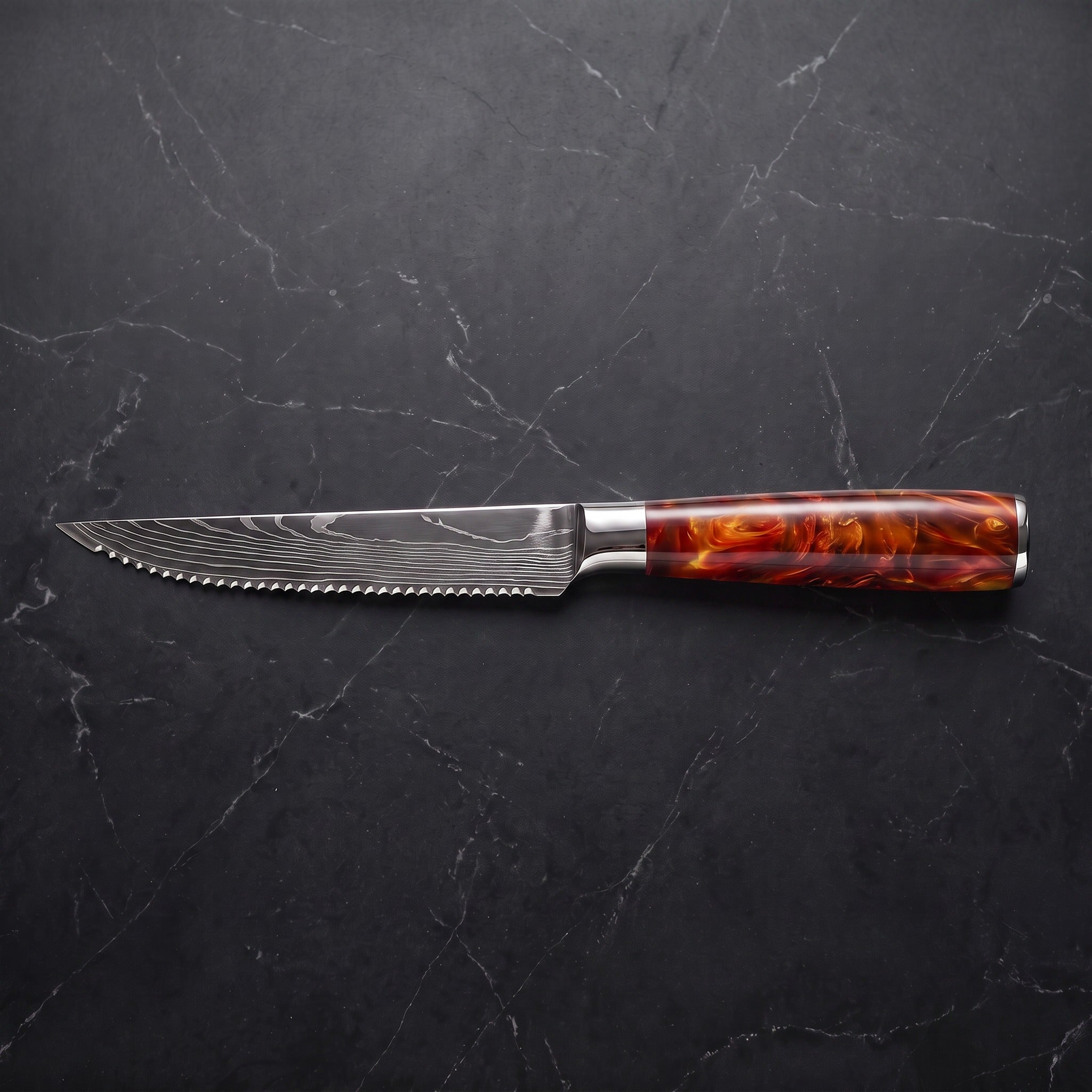 Homura Steak Knife, Amber Resin