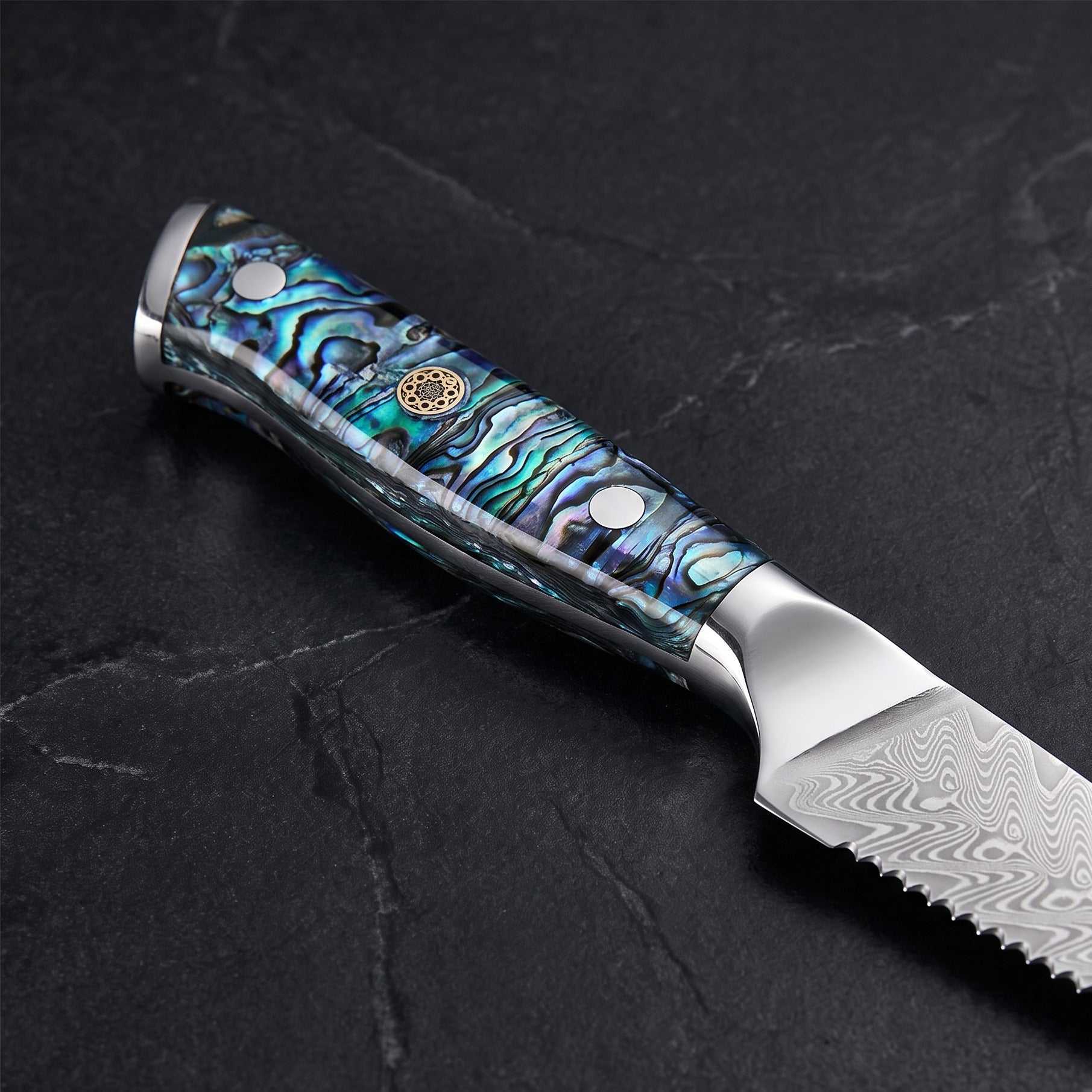 Yakou 8-Piece Steak Knife Set, Green Abalone
