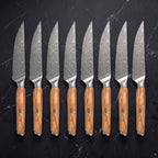 Tomoe 8-Piece Steak Knife Set, Olivewood