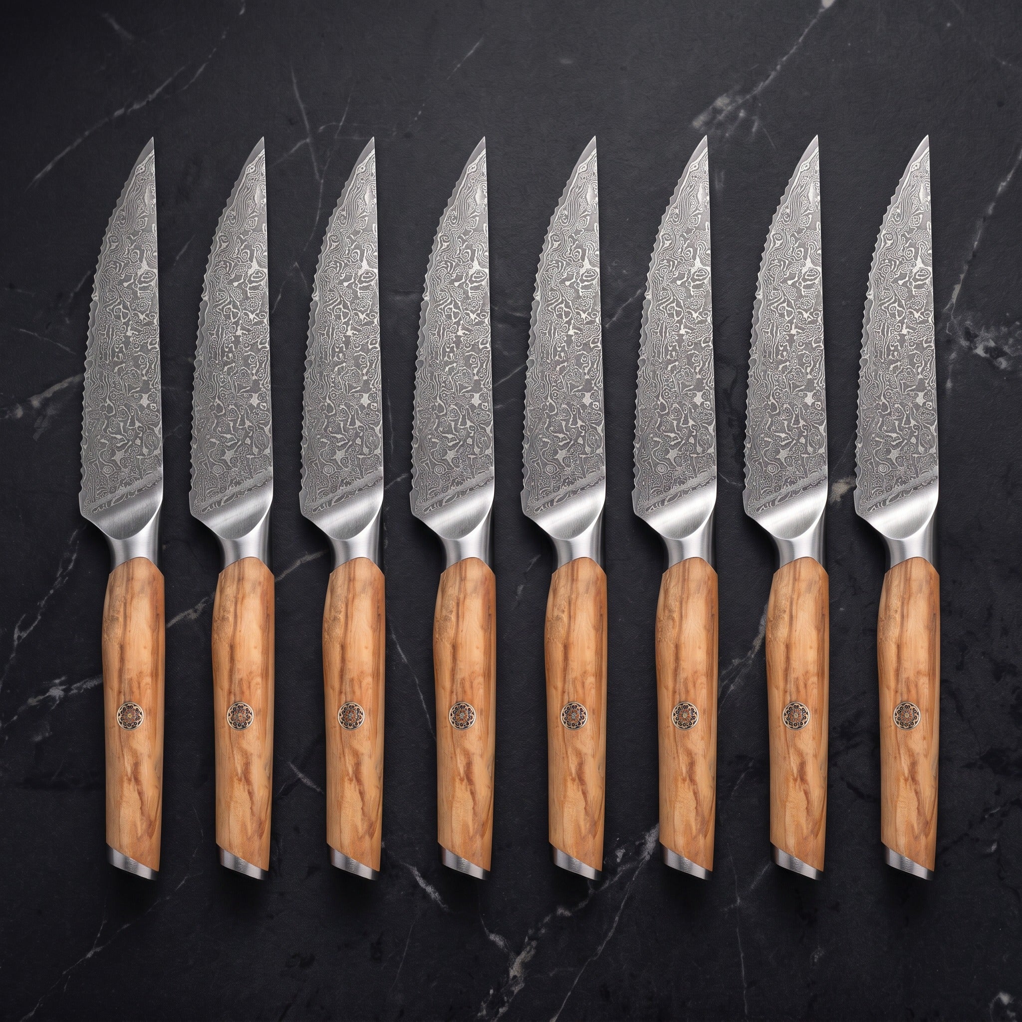 Tomoe 8-Piece Steak Knife Set, Olivewood