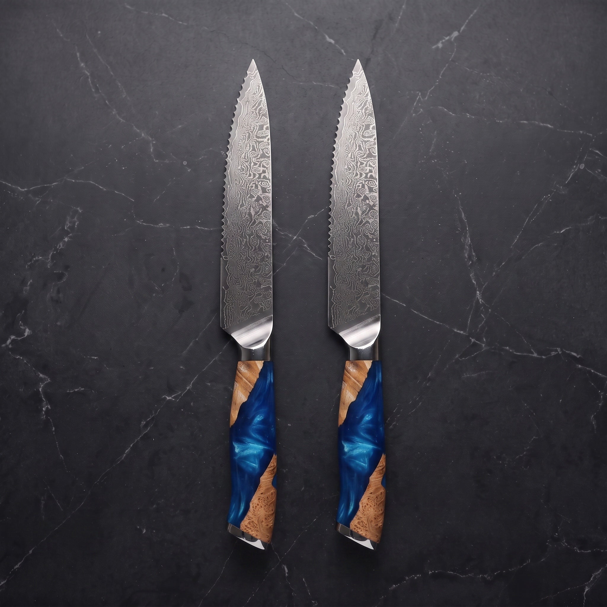 Utsuroi 2-Piece Steak Knife Set, Teal Burl