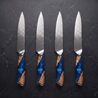 Utsuroi 4-Piece Steak Knife Set, Teal Burl