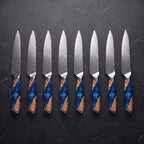Utsuroi 8-Piece Steak Knife Set, Teal Burl