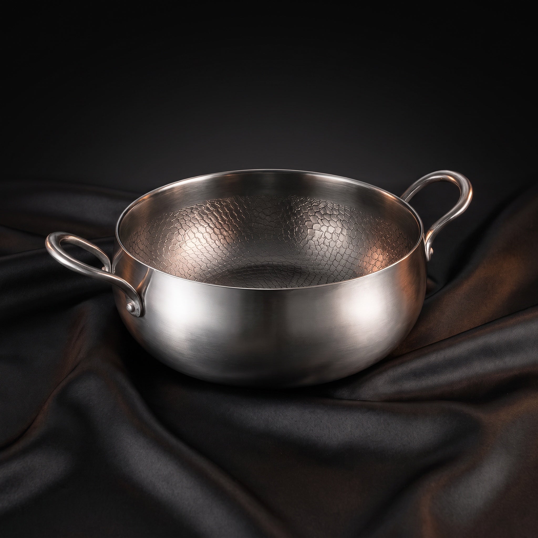Hand-Hammered Deep Titanium Pot