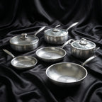 Hand-Hammered Titanium Complete Kitchen Set with 3 Lids (10, 11 & 12 Inch)