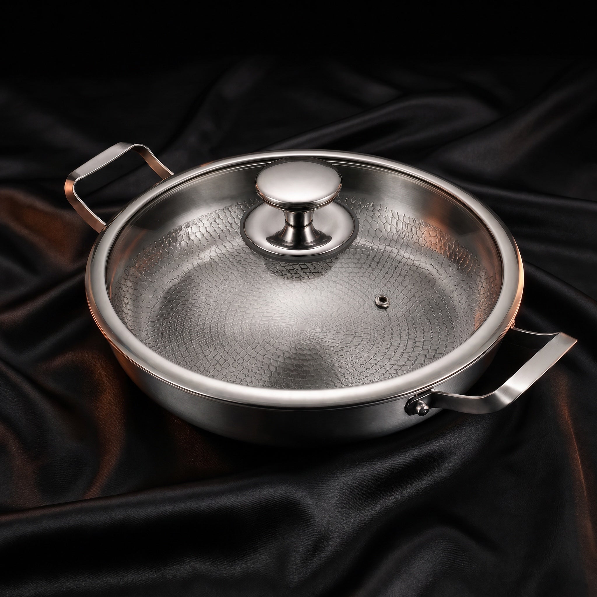 Hand-Hammered Titanium Pan with Two Handles