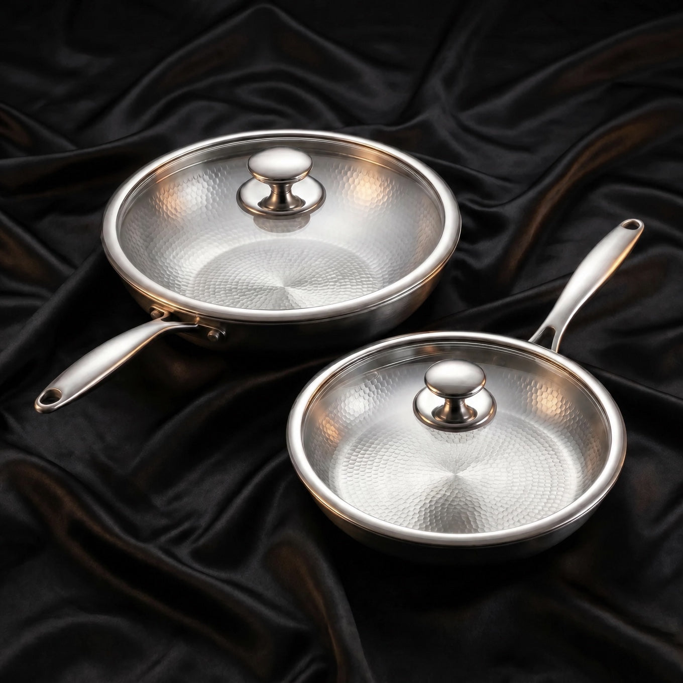 Hand-Hammered Titanium Wok & Fry Pan (10 Inch) with Utensils