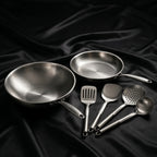 Hand-Hammered Titanium Wok & Fry Pan (10 Inch) with Utensils
