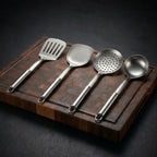 Hand-Hammered Titanium Pan & Sauté Set with Walnut Board and Utensils