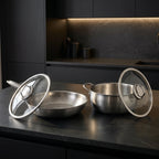 Hand-Hammered Titanium Essentials Kitchen Set with 2 Lids (10, 11 & 12 Inch)