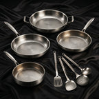 Hand-Hammered Titanium Family Set: 4 Pans & Utensils