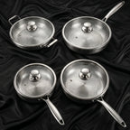 Hand-Hammered Titanium Family Set: 4 Pans & Utensils