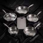 Hand-Hammered Titanium Multi-Pan Cook Set with Cutting Board (5 Pans, 8–10 Inch)