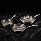 Hand-Hammered Titanium Stir-Fry Set with 1 Lid (8, 8 & 10 Inch)