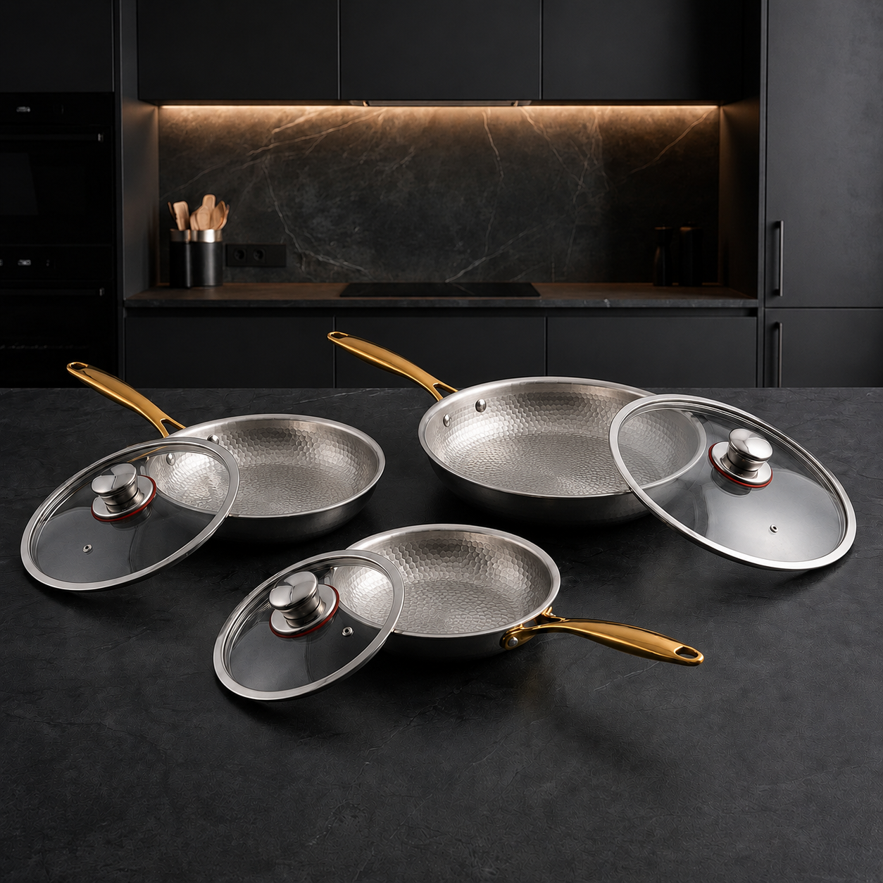 Pure Safe Titanium HammerCraft Pan Set (3-Piece Set)