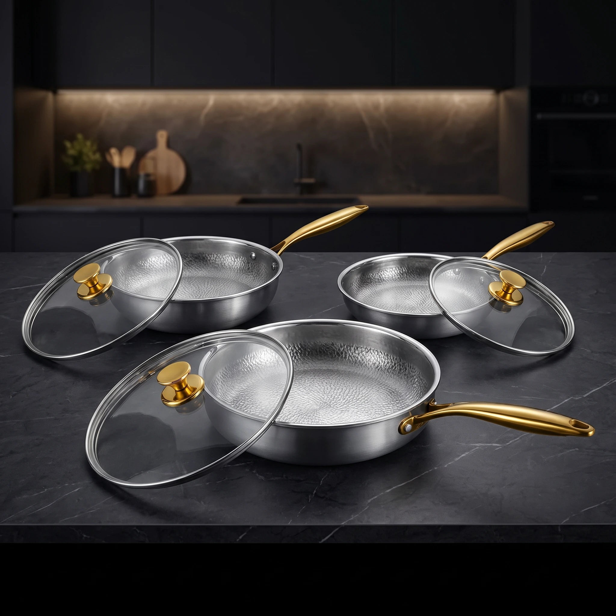 Signature Titanium Hammered Pro Cookware Set