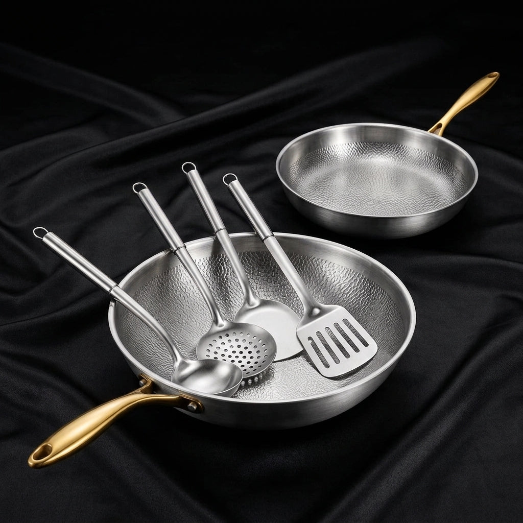 Titanium Essential Duo: 2 SafeCook Pans & Utensils Set