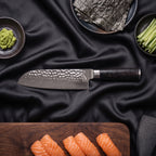 TakumiForge Japanese Hammered Santoku Knife- 7.1 inches (18 cm)