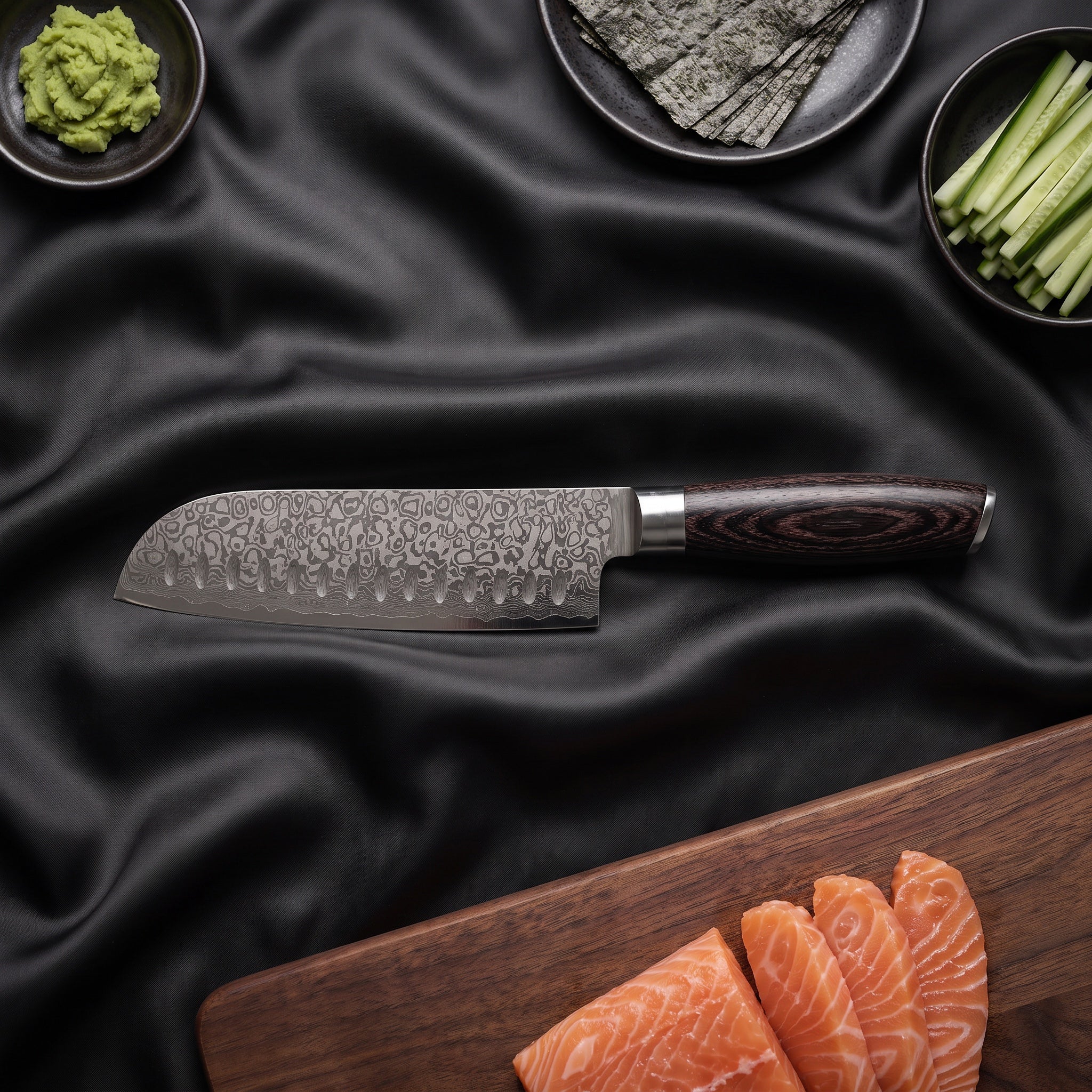 SakuraEdge Japanese Santoku Knife -7.1 inch (18 cm)