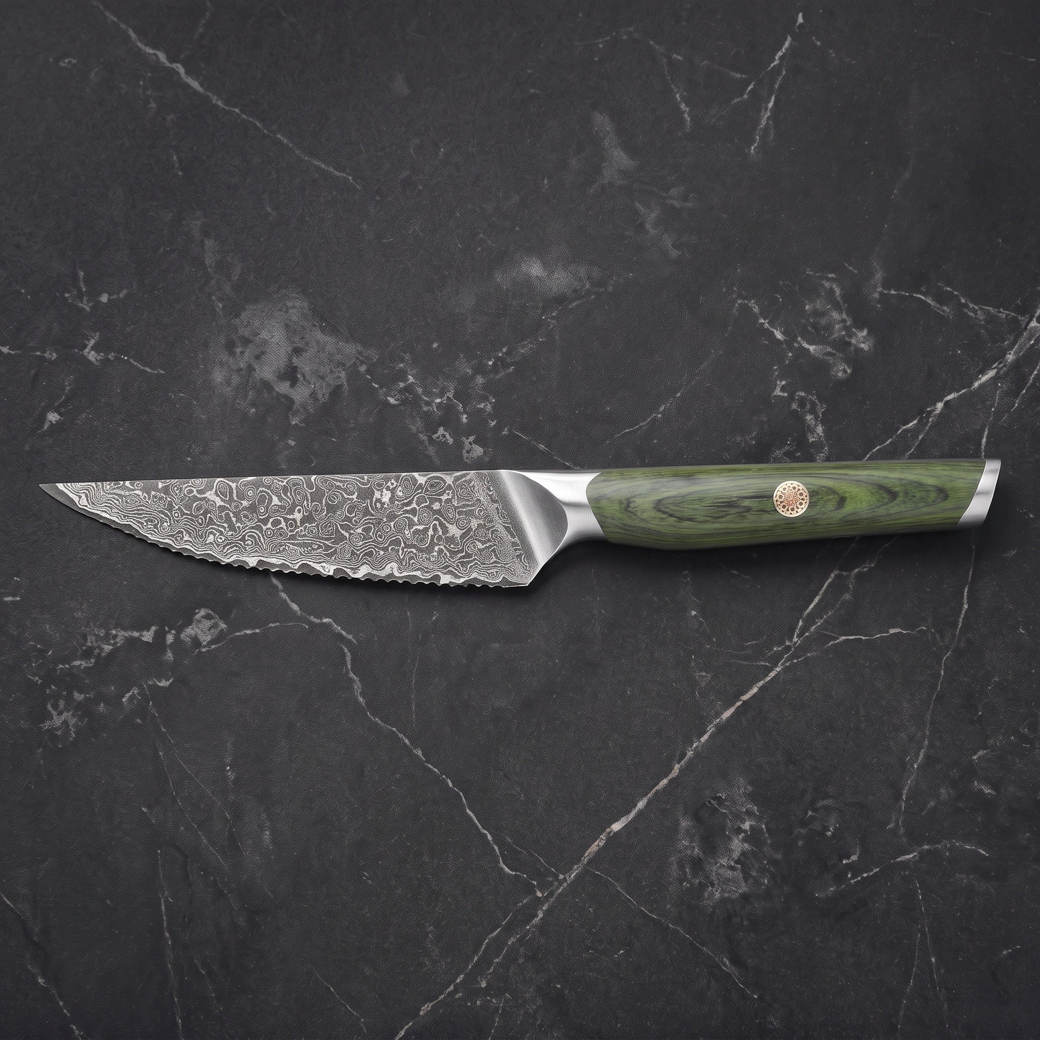 Tomoe Steak Knife, Green Ash