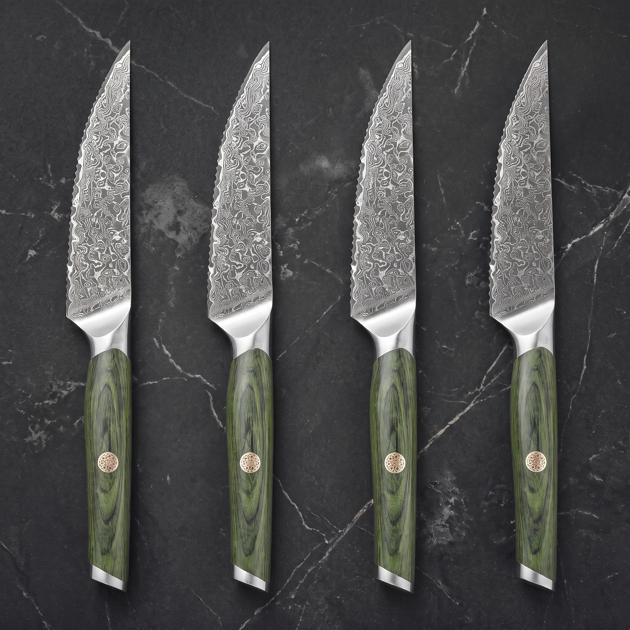 Tomoe 4-Piece Steak Knife Set, Green Ash