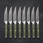 Tomoe 8-Piece Steak Knife Set, Green Ash