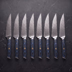 Tomoe 8-Piece Steak Knife Set, Blue Pakkawood