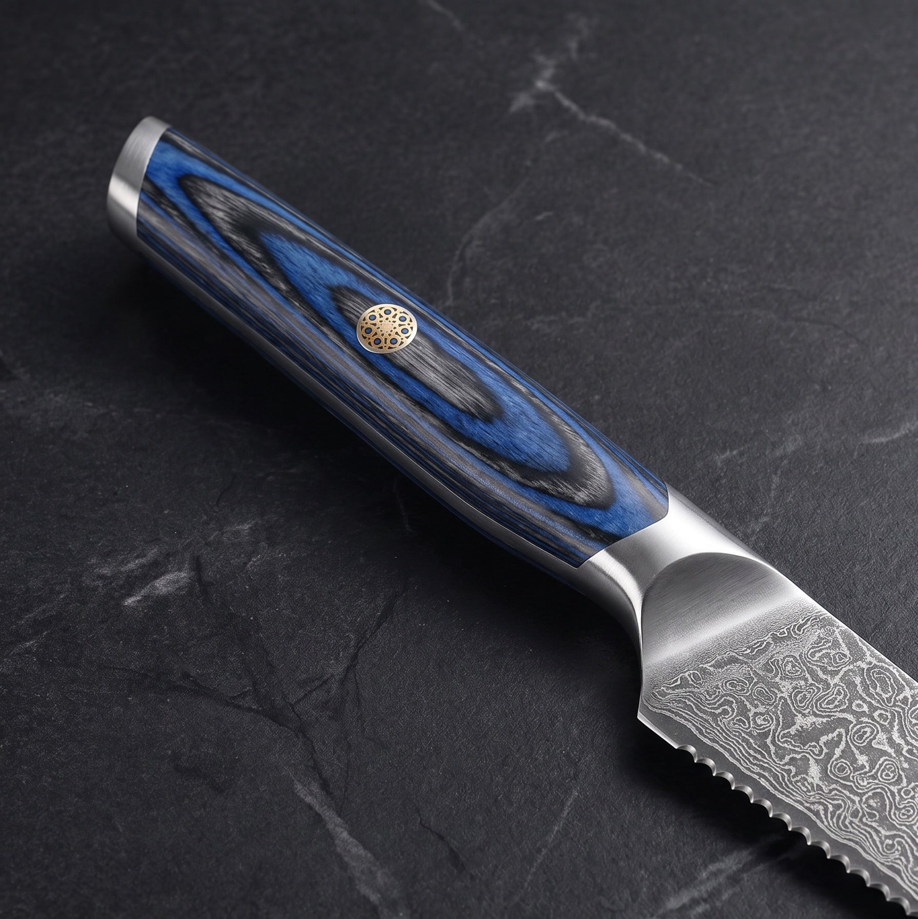 Tomoe Steak Knife, Blue Pakkawood