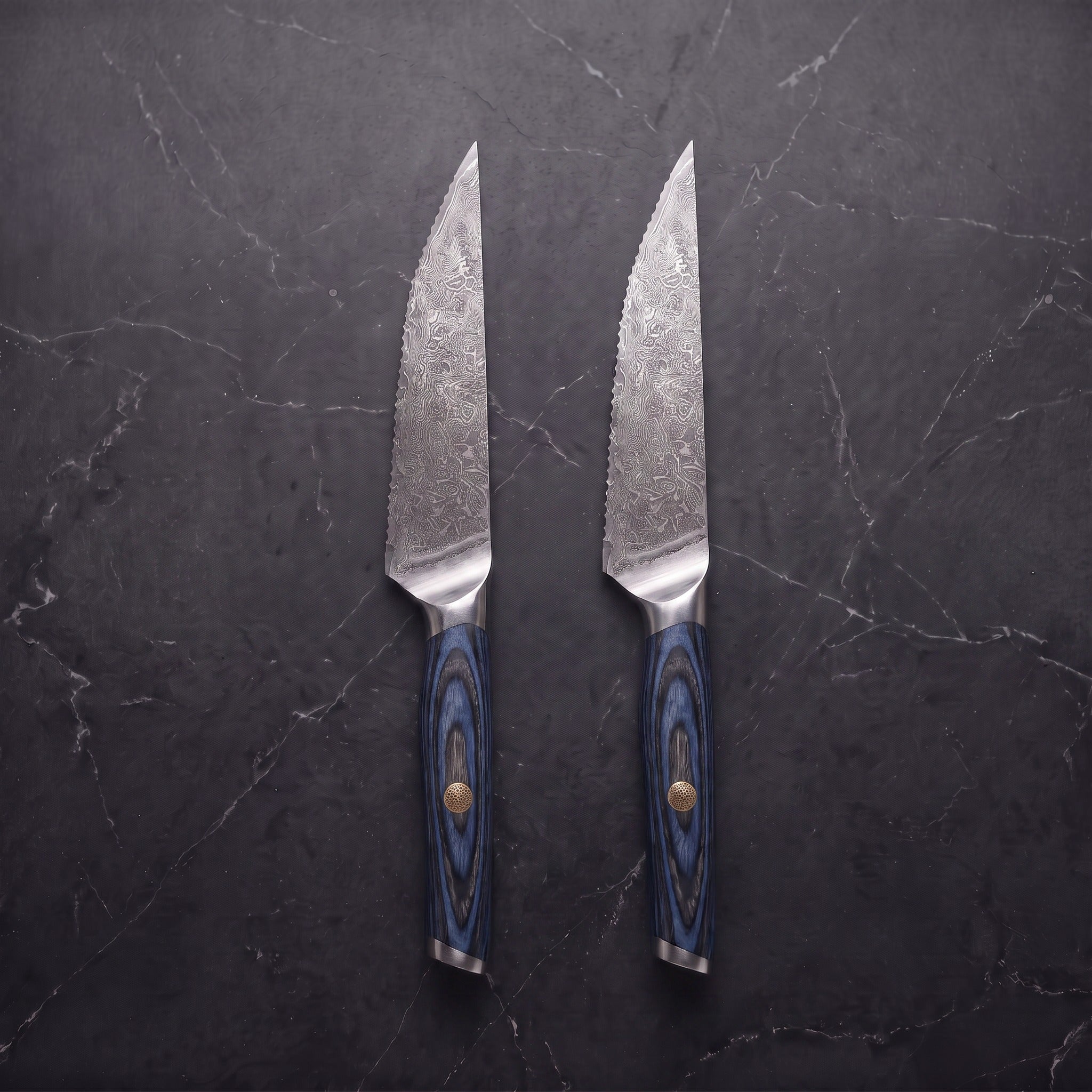 Tomoe 2-Piece Steak Knife Set, Blue Pakkawood