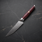 Tomoe Steak Knife, Maroon Pakkawood