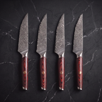 Tomoe 4-Piece Steak Knife Set, Maroon Pakkawood