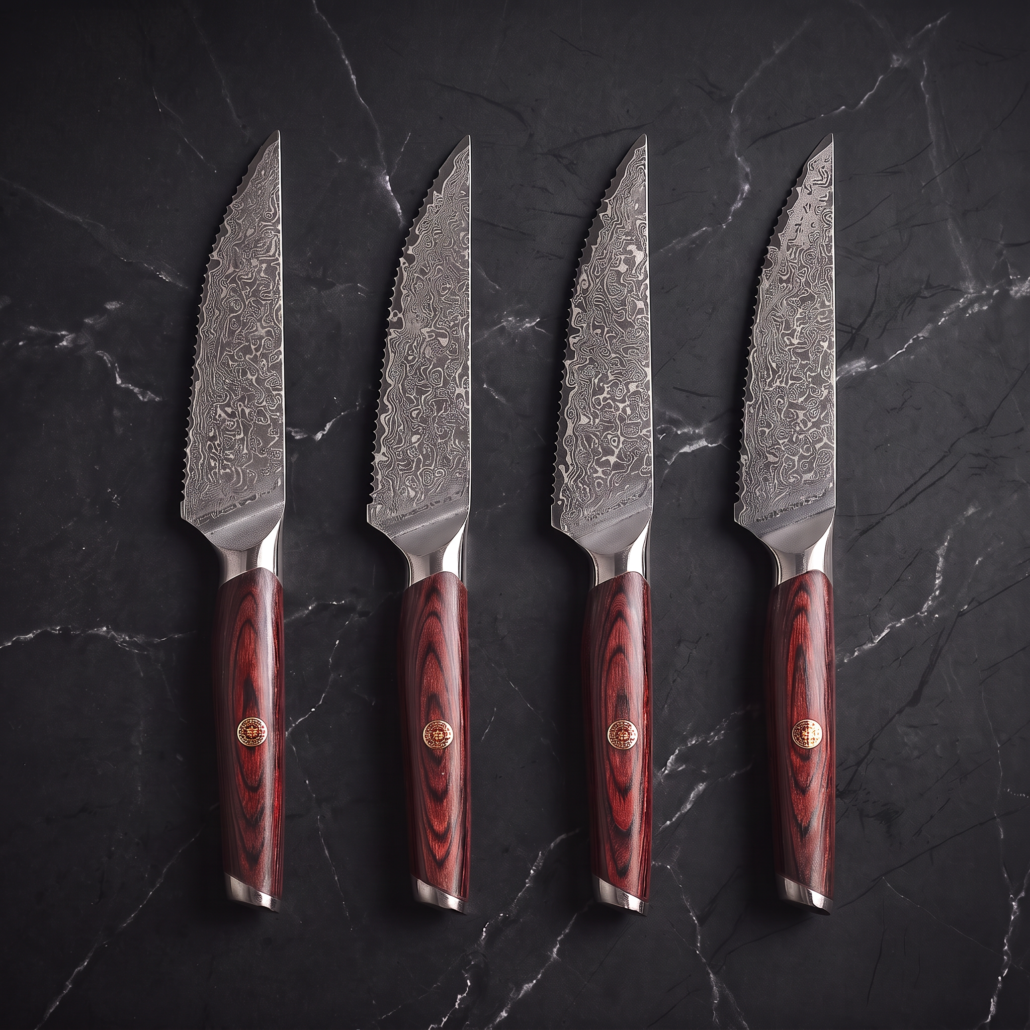 Tomoe 4-Piece Steak Knife Set, Maroon Pakkawood