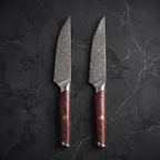 Tomoe 2-Piece Steak Knife Set, Maroon Pakkawood