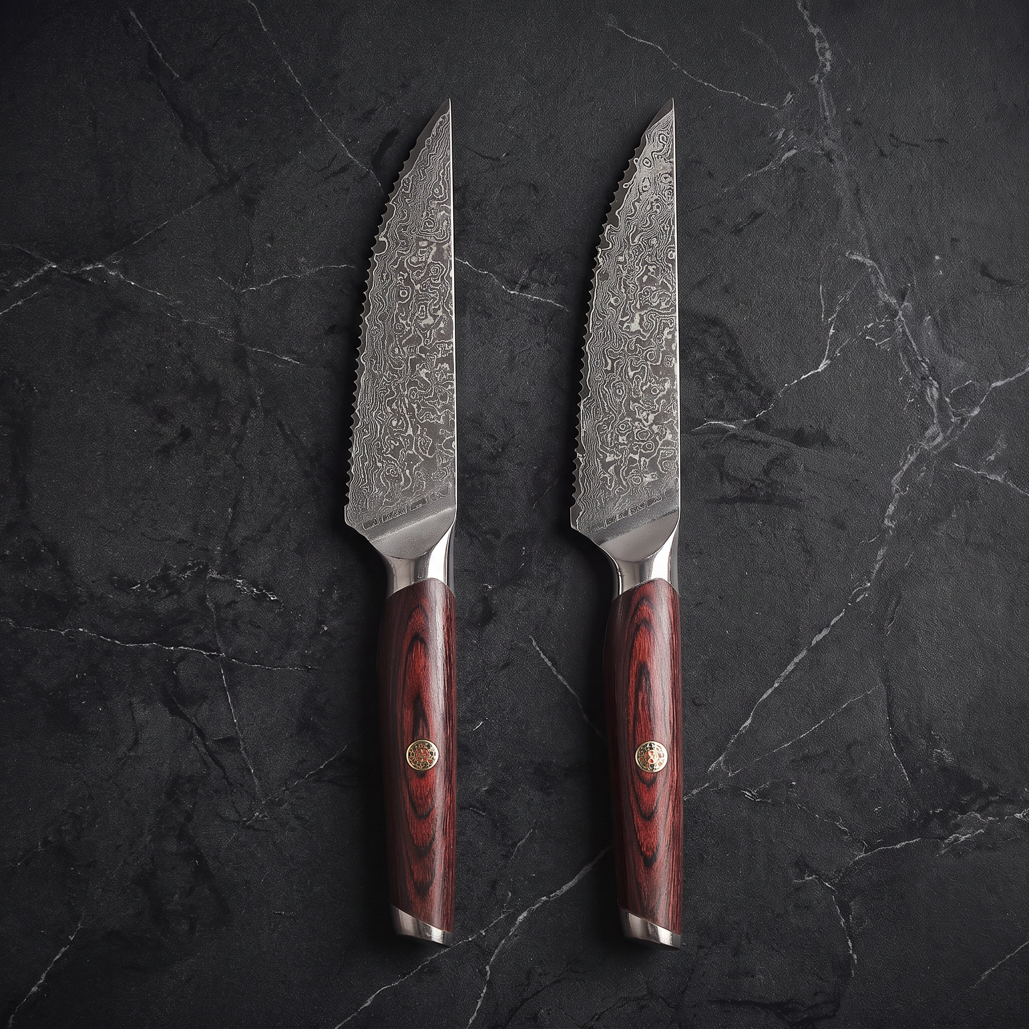 Tomoe 2-Piece Steak Knife Set, Maroon Pakkawood