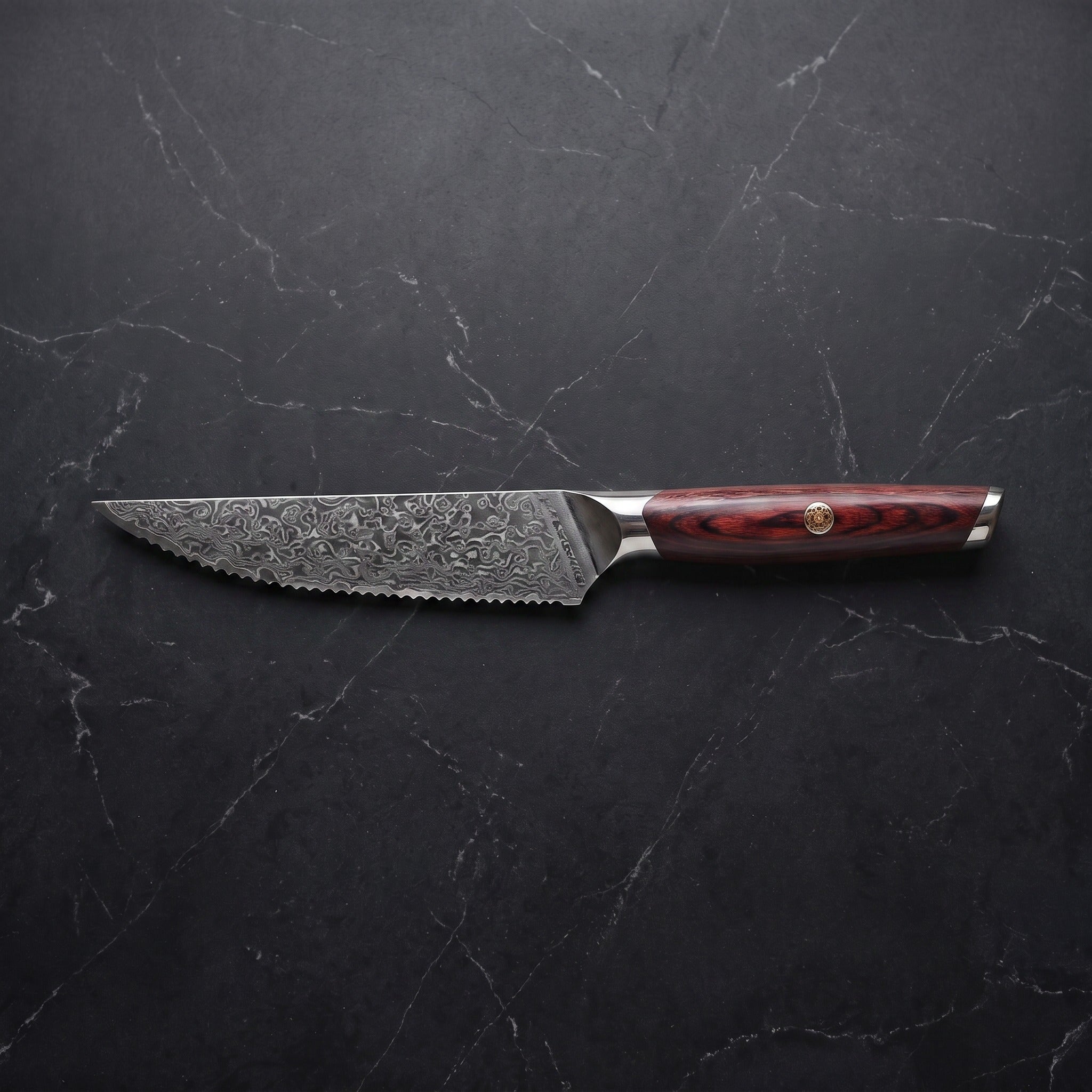 Tomoe Steak Knife, Maroon Pakkawood