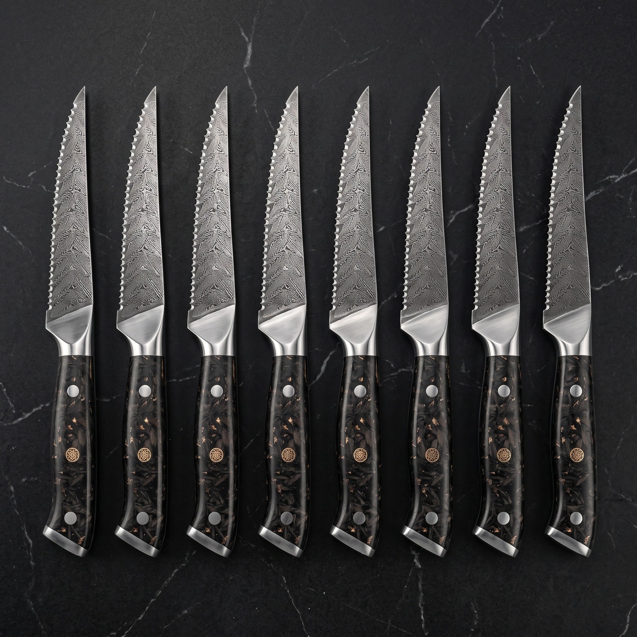 Hane 8-Piece Steak Knife Set, Carbon Fibre