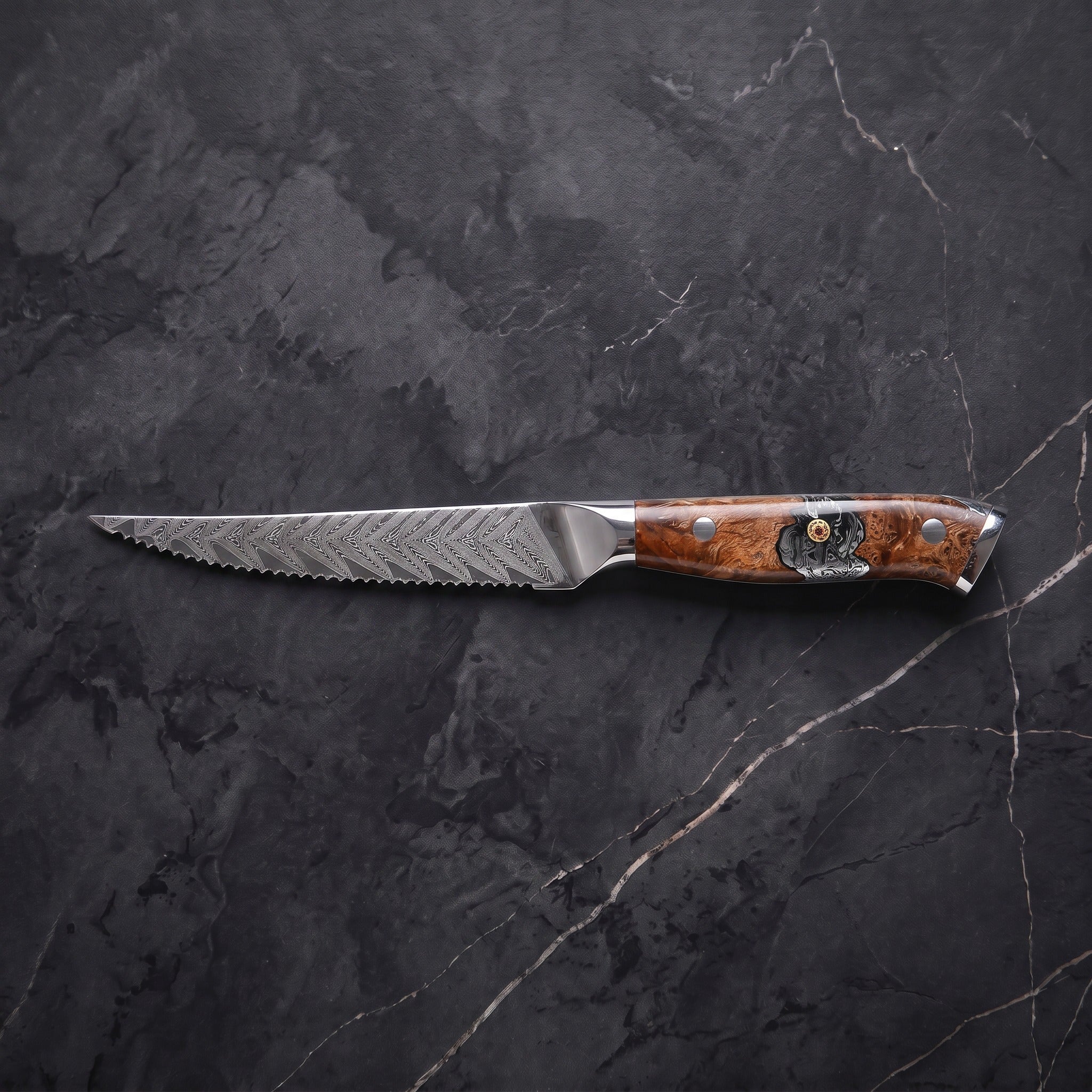 Hane Steak Knife, Amber Burl