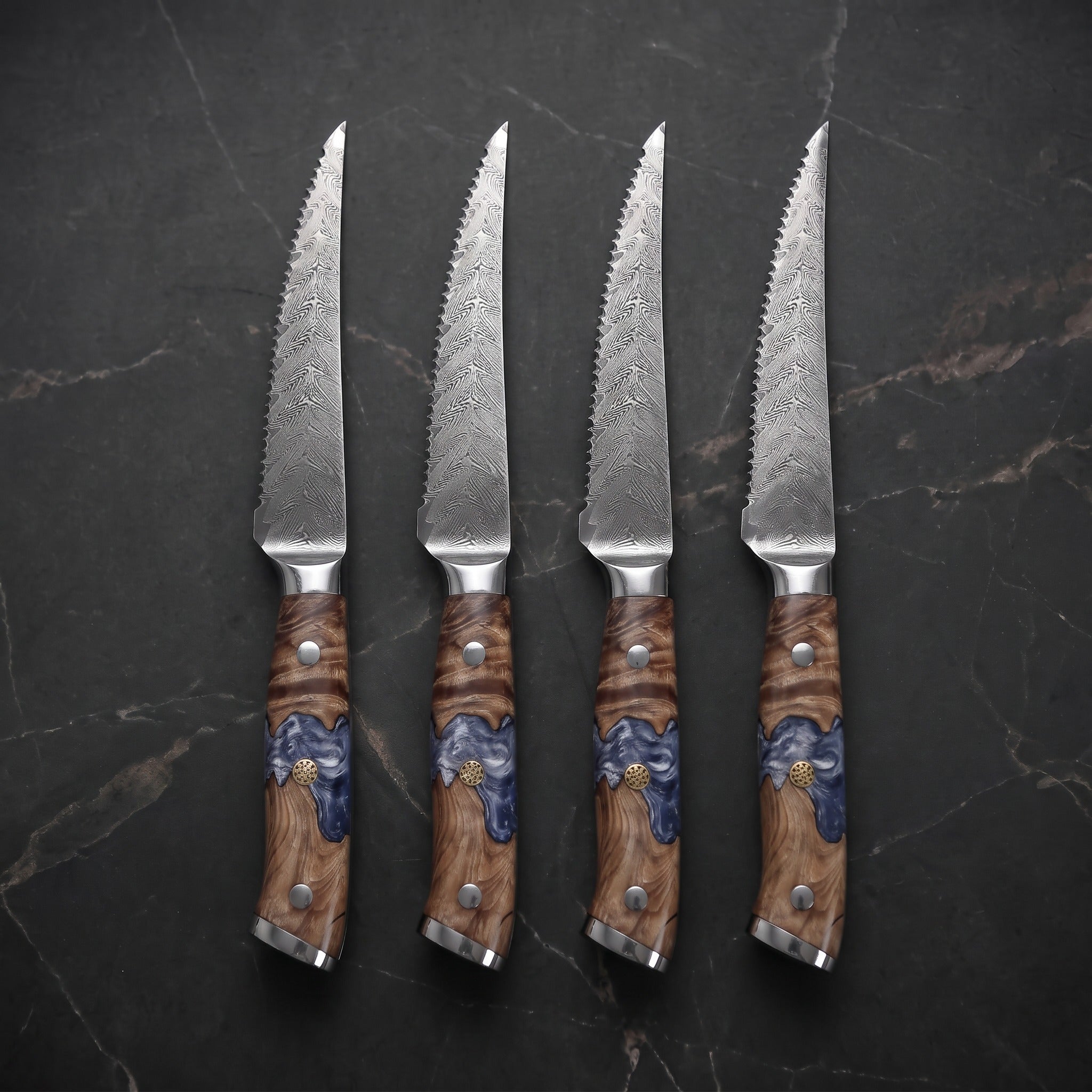 Hane 4-Piece Steak Knife Set, Ash Burl