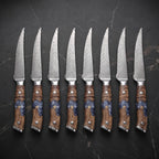 Hane 8-Piece Steak Knife Set, Ash Burl