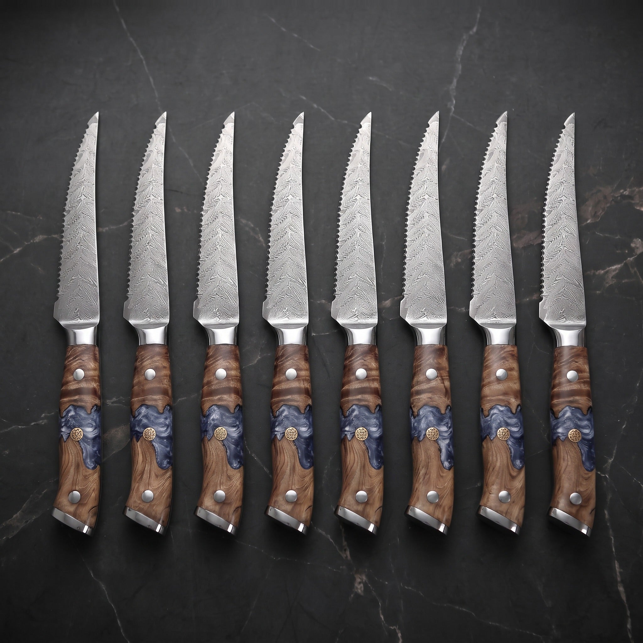 Hane 8-Piece Steak Knife Set, Ash Burl