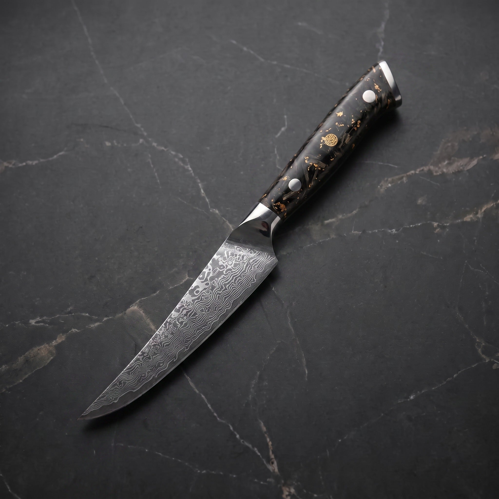 Tsubame Steak Knife, Gold Fleck Carbon