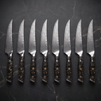 Tsubame 8-Piece Steak Knife Set, Gold Fleck Carbon