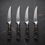 Tsubame 4-Piece Steak Knife Set, Gold Fleck Carbon