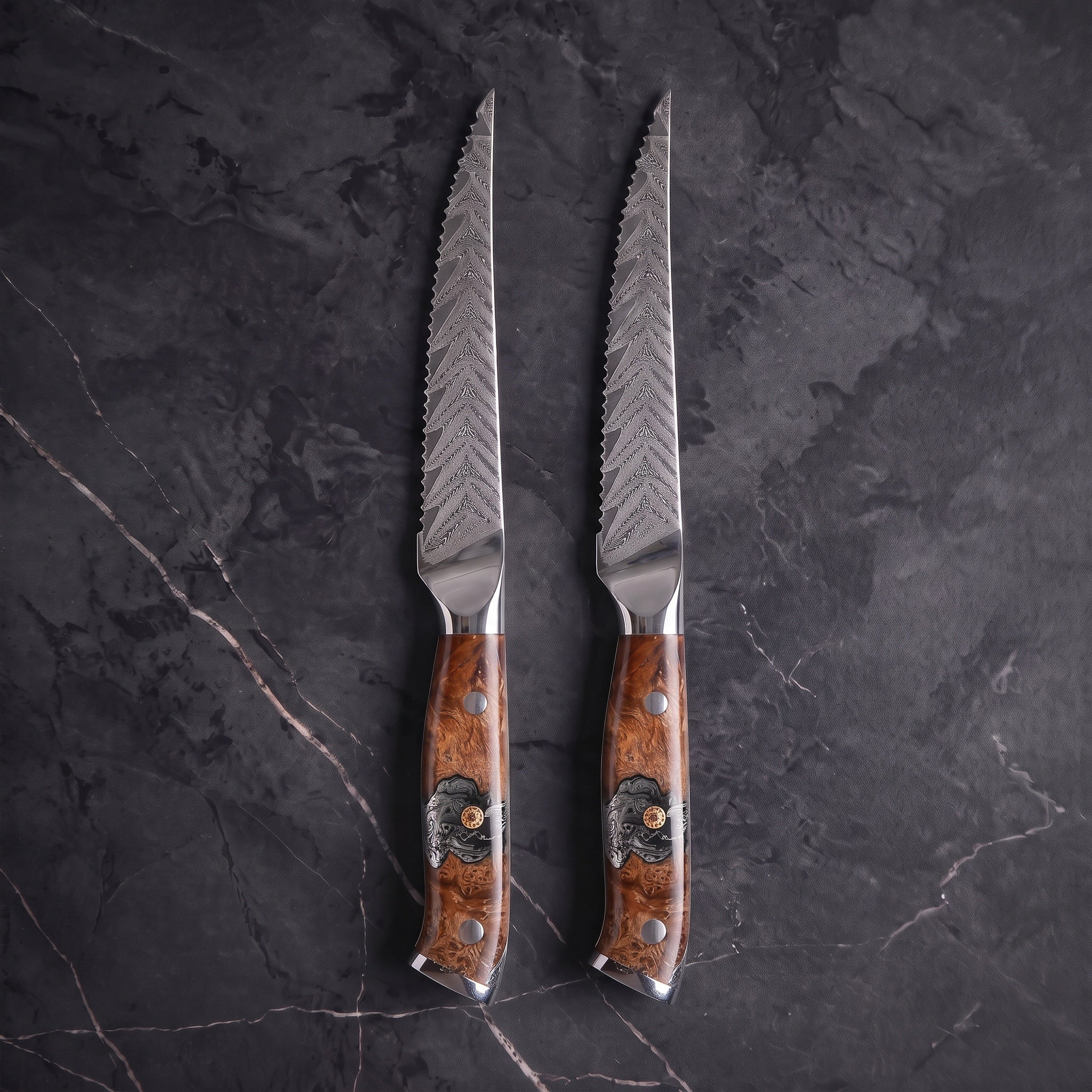 Hane 2-Piece Steak Knife Set, Amber Burl