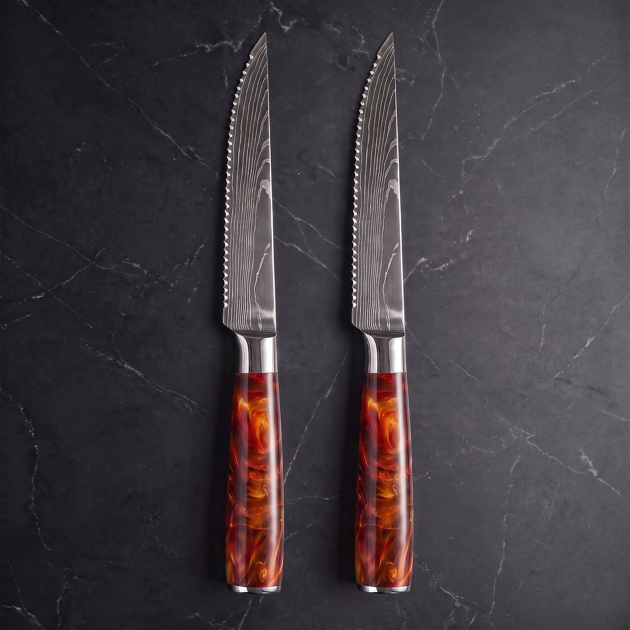 Homura 2-Piece Steak Knife Set, Amber Resin