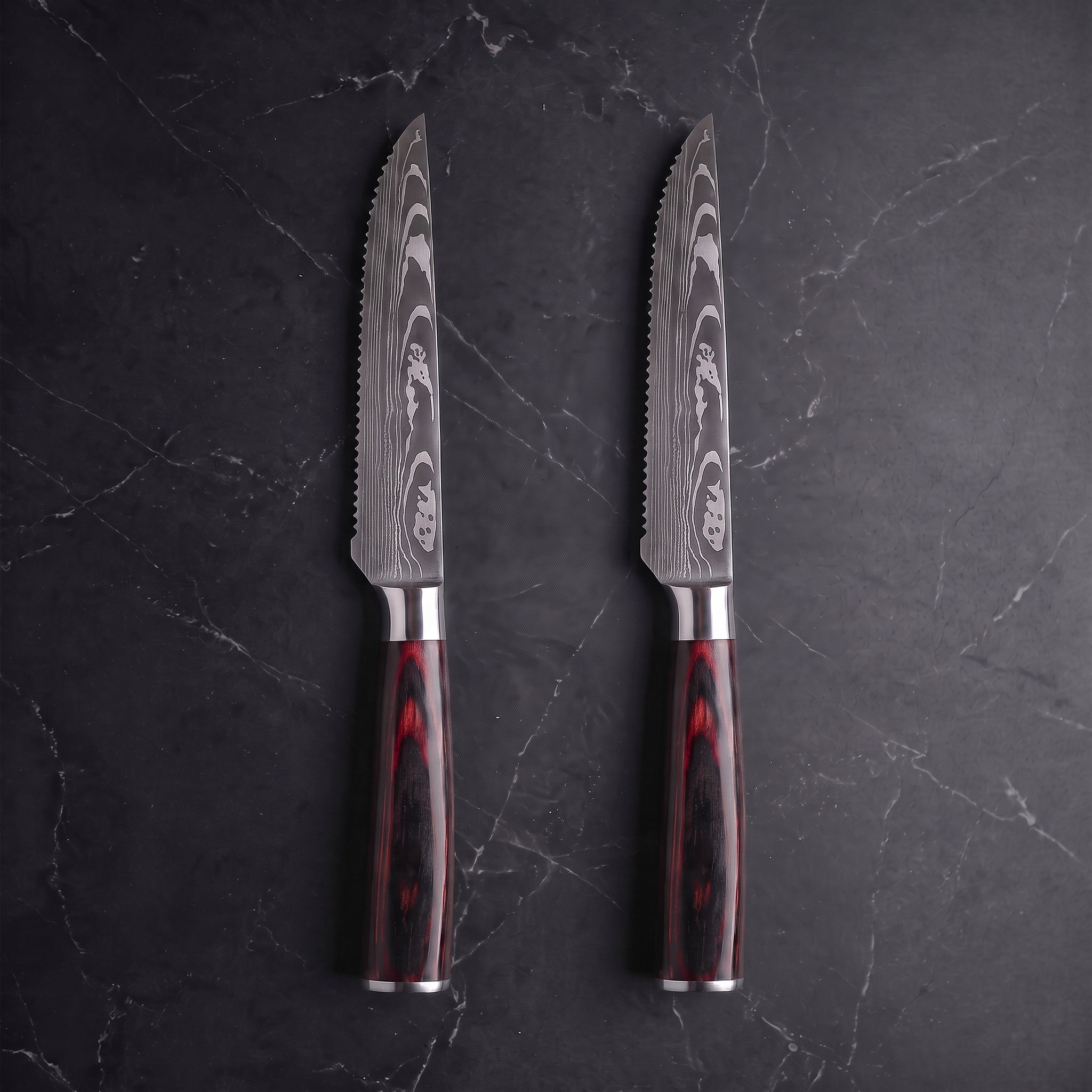 Homura 2-Piece Steak Knife Set, Crimson Pakkawood