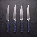 Tomoe 4-Piece Steak Knife Set, Blue Pakkawood
