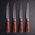 Homura 4-Piece Steak Knife Set, Amber Resin