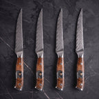Hane 4-Piece Steak Knife Set, Amber Burl